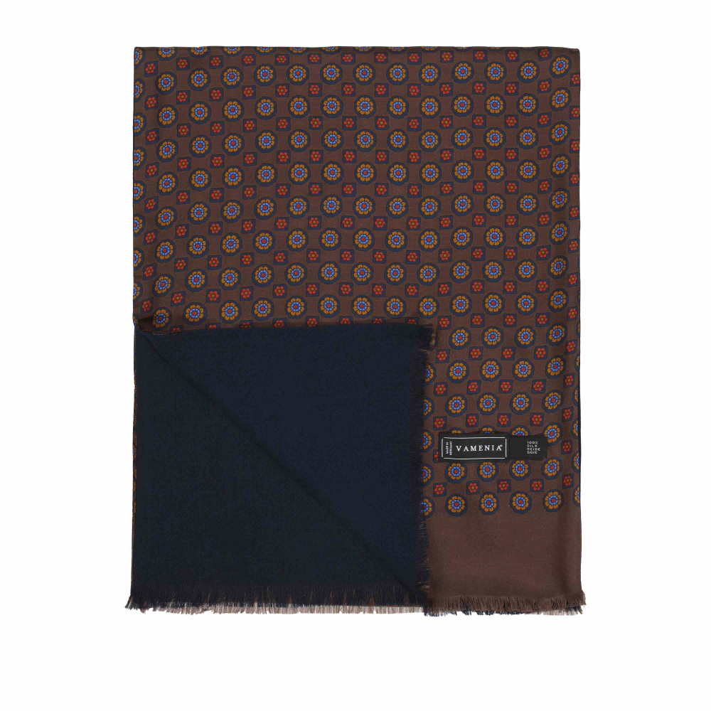 Patterned Silk Scarf in a noble shade of brown